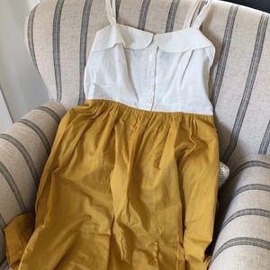 Anthropologie Vappu Maeve dress mustard white
